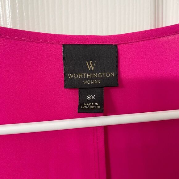 Worthington Woman Sleeveless Lace-Up Blouse Pink Size 3X Plus - Picture 2 of 4